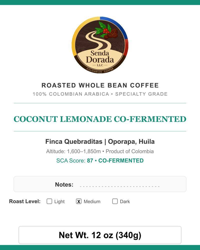 Q44 Coconut Lemonade Co-Fermented — Senda Dorada label